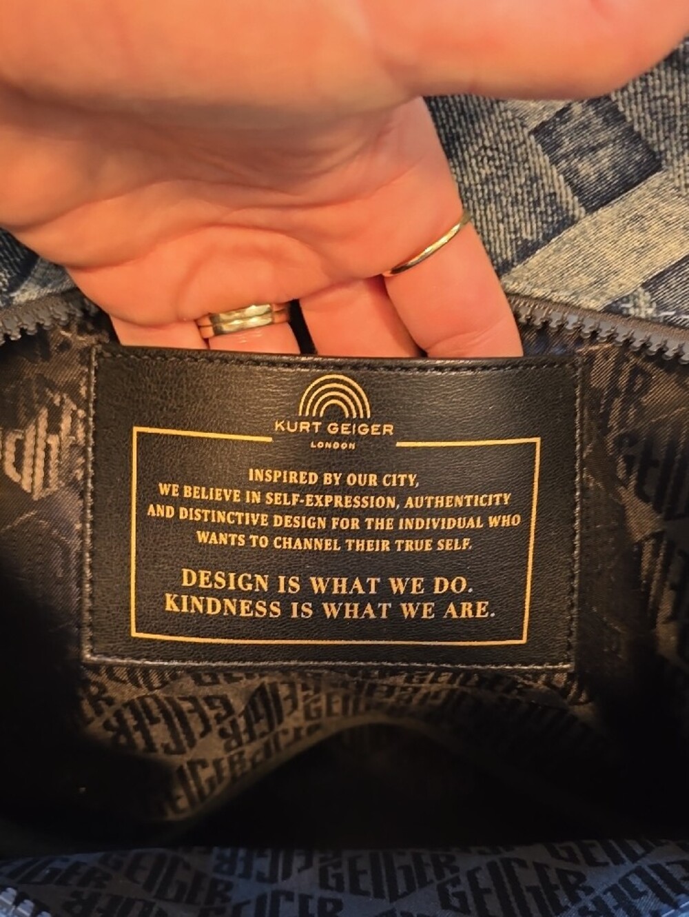 NWT Kurt Geiger Denim Blue Woven Tote with Script Logo - Picture 6 of 13